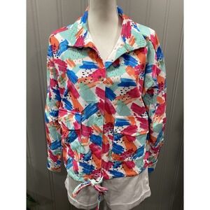 Emily Wonder Abstract Print Corduroy Button Up Jacket Women's Size Medium